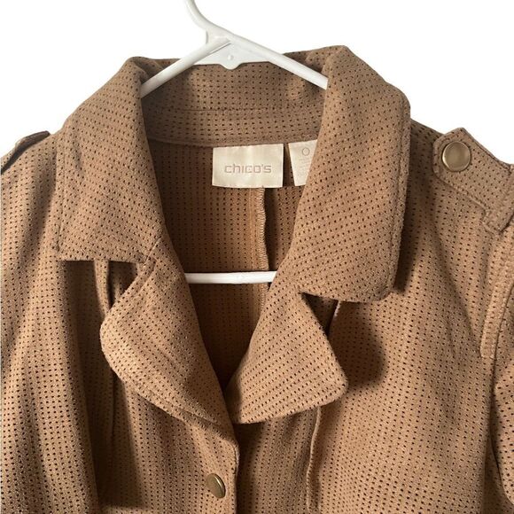 Chicos Perforated Micro Suede Jacket Size 0/ Size US Small 4 - Picture 2 of 12